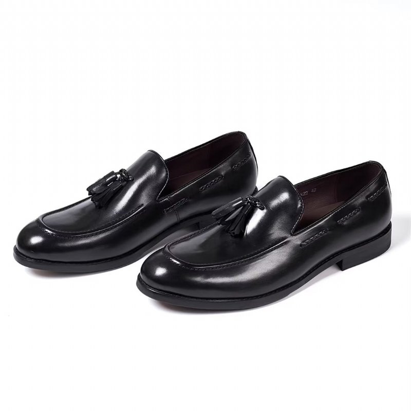 Pánska Spoločenská Obuv Sofistikované Allure Leather Slip-on - Čierna