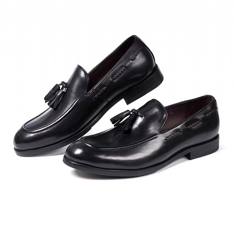 Pánska Spoločenská Obuv Sofistikované Allure Leather Slip-on - Čierna