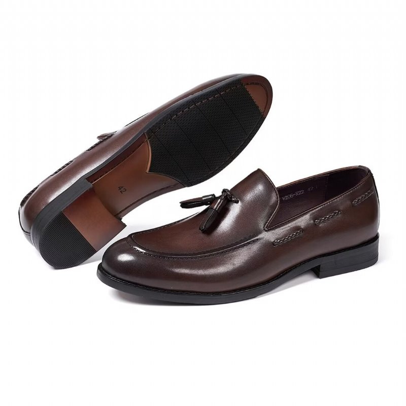 Pánska Spoločenská Obuv Sofistikované Allure Leather Slip-on - Hnedá