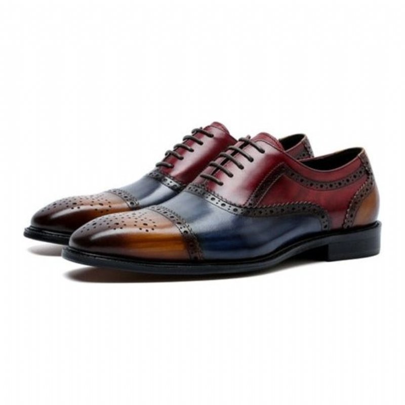 Pánska Spoločenská Obuv Wingtip Leather Lace-up Oxfords - Exotická