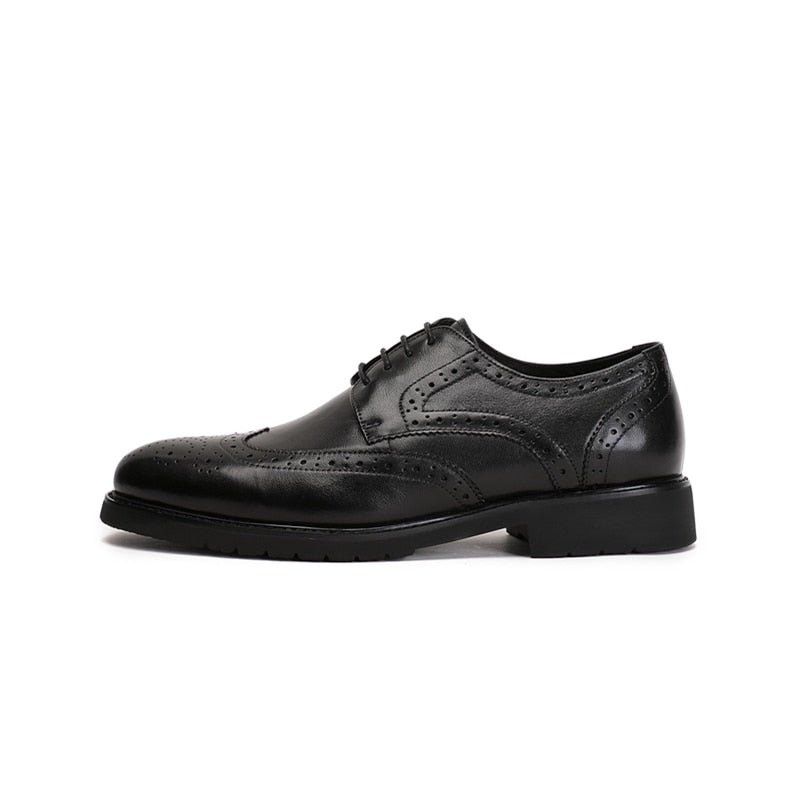 Pánska Spoločenská Obuv Wingtip Luxury Exotic Pointed Toe Oxford Brogues - Čierna