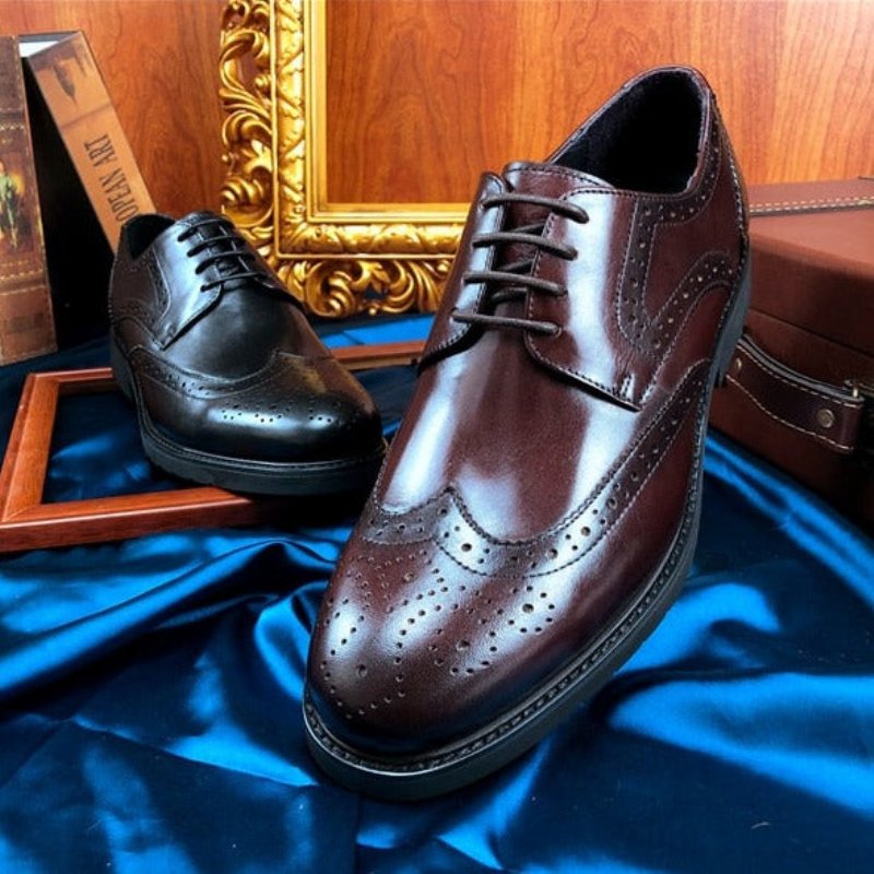 Pánska Spoločenská Obuv Wingtip Luxury Exotic Pointed Toe Oxford Brogues - Čierna