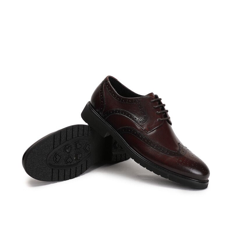 Pánska Spoločenská Obuv Wingtip Luxury Exotic Pointed Toe Oxford Brogues - Káva