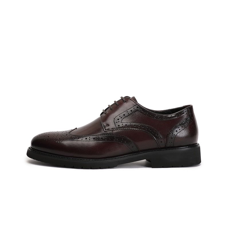 Pánska Spoločenská Obuv Wingtip Luxury Exotic Pointed Toe Oxford Brogues - Káva