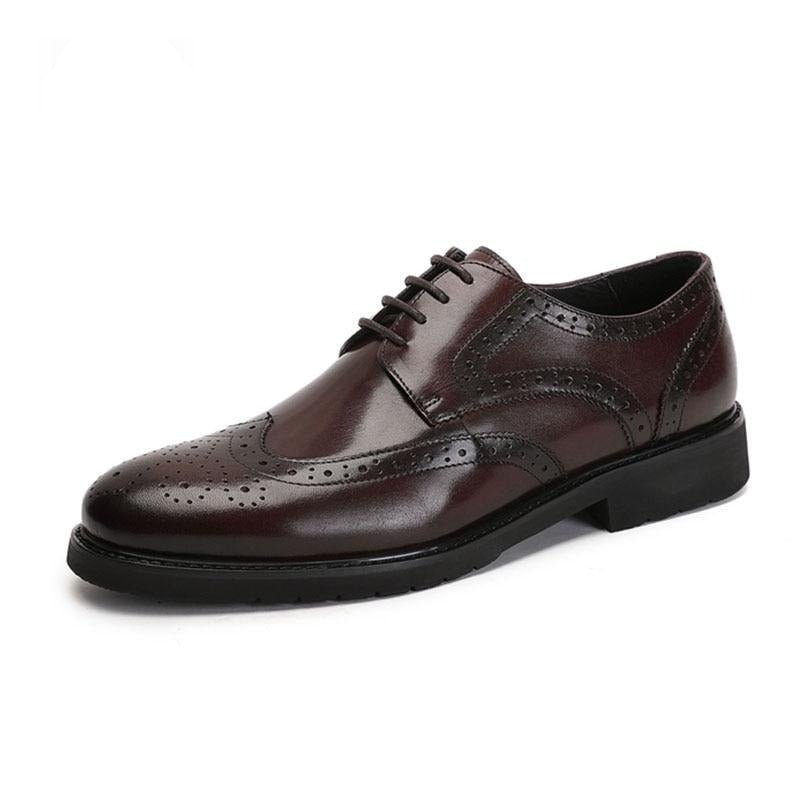 Pánska Spoločenská Obuv Wingtip Luxury Exotic Pointed Toe Oxford Brogues - Káva