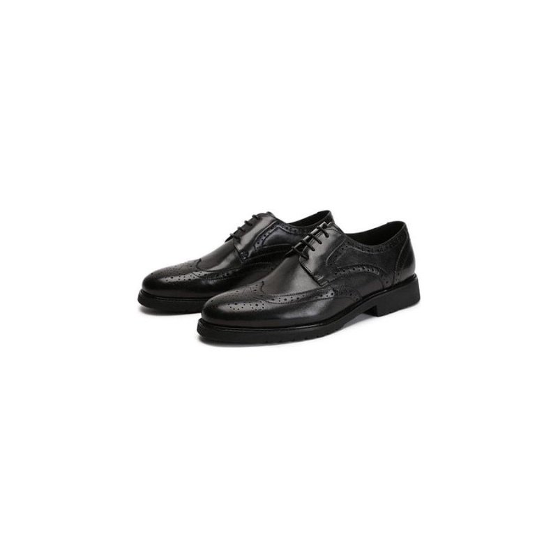 Pánska Spoločenská Obuv Wingtip Luxury Exotic Pointed Toe Oxford Brogues - Čierna