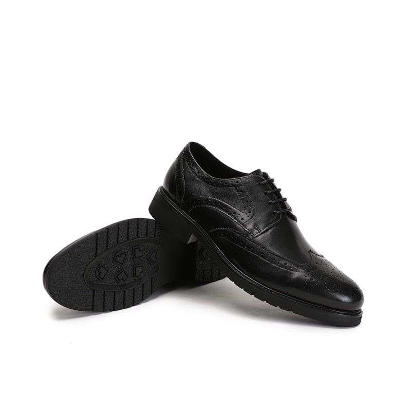 Pánska Spoločenská Obuv Wingtip Luxury Exotic Pointed Toe Oxford Brogues - Čierna