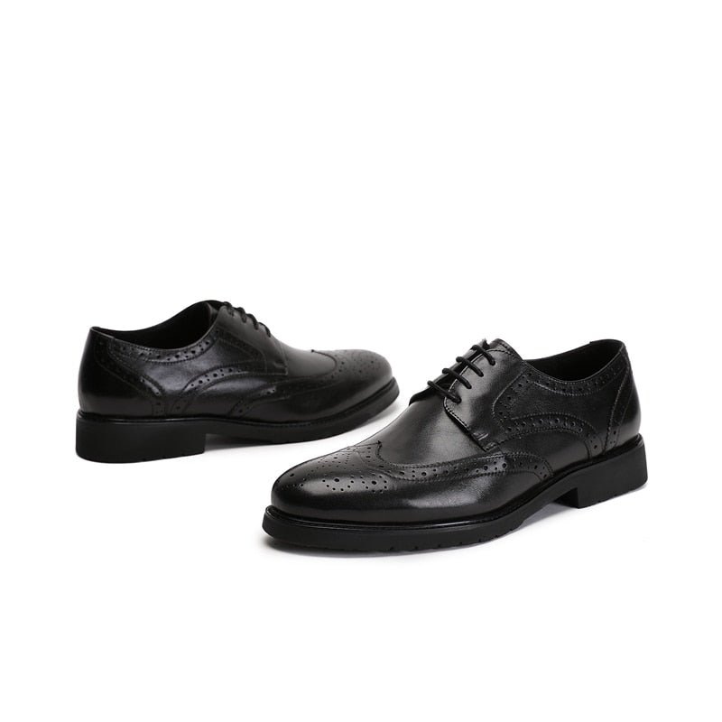 Pánska Spoločenská Obuv Wingtip Luxury Exotic Pointed Toe Oxford Brogues - Čierna