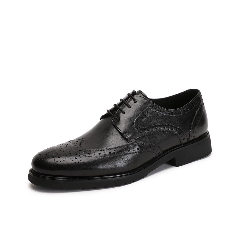 Pánska Spoločenská Obuv Wingtip Luxury Exotic Pointed Toe Oxford Brogues - Čierna