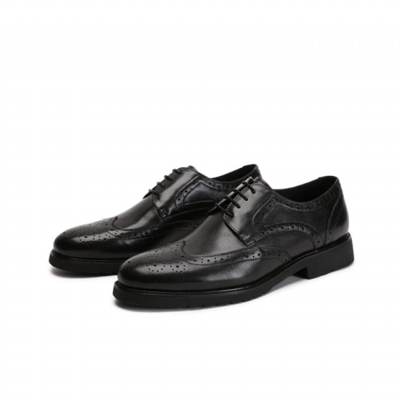 Pánska Spoločenská Obuv Wingtip Luxury Exotic Pointed Toe Oxford Brogues - Čierna