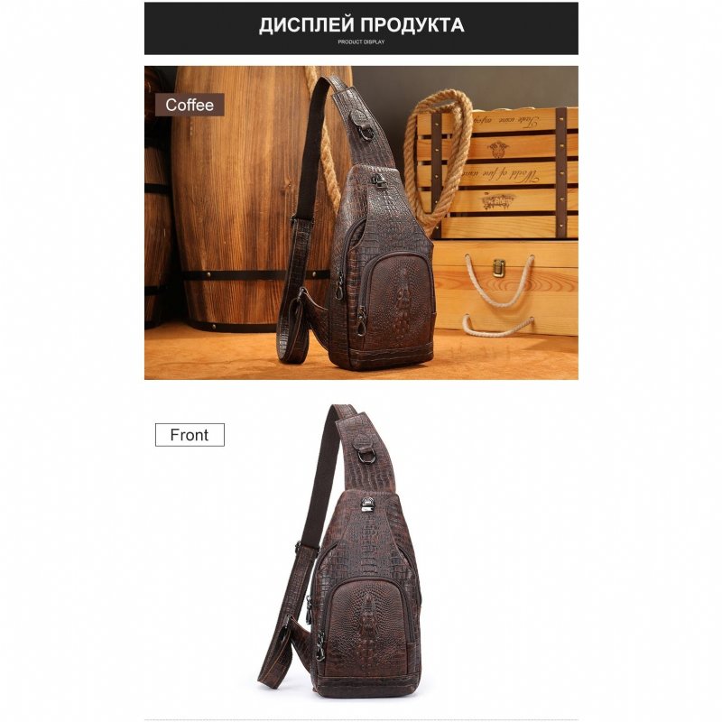 Pánska Taška Cez Rameno Croc-embossed - Káva