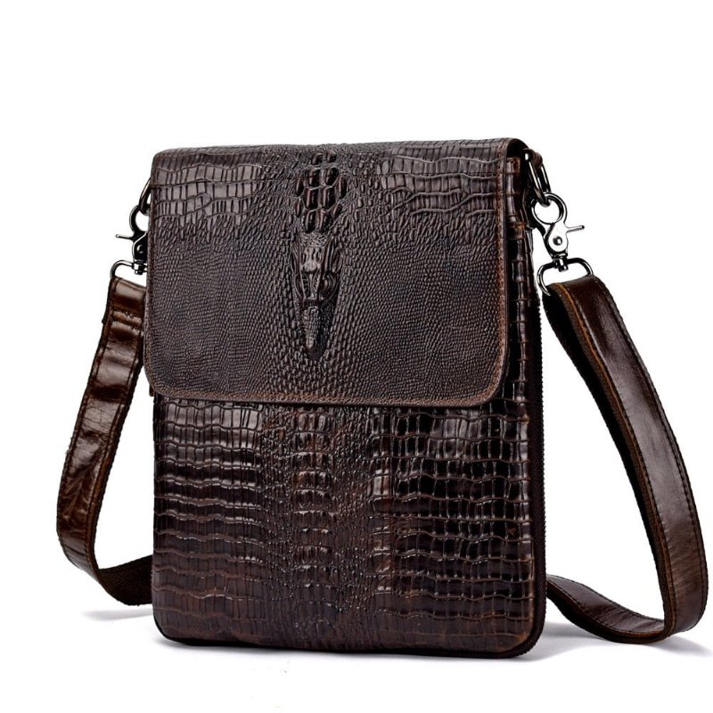 Pánska Taška Cez Rameno Oil Wax Leather Messenger - Káva