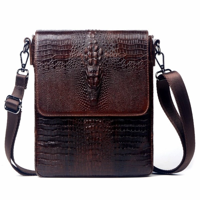 Pánska Taška Cez Rameno Oil Wax Leather Messenger - Káva