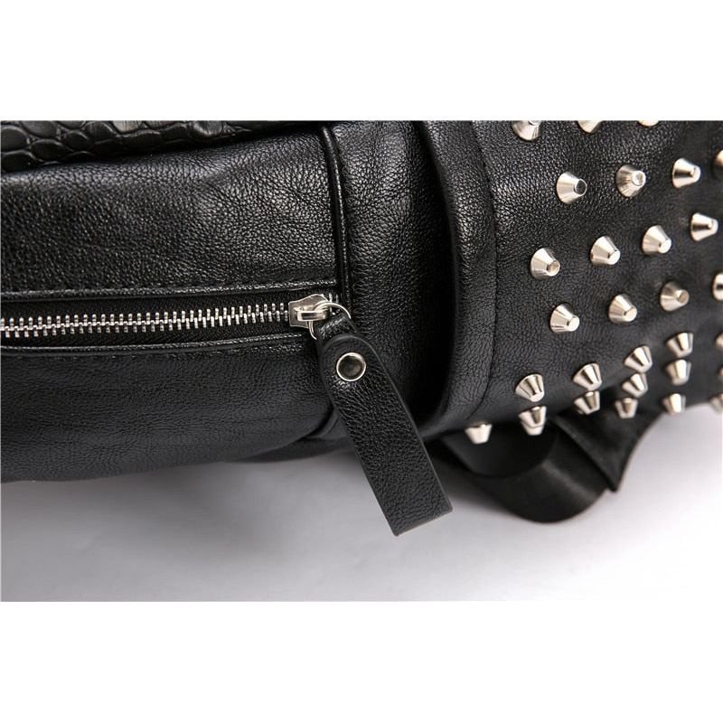 Pánske Batohy Batoh Na Zips Rivets Chic Handle - Čierna