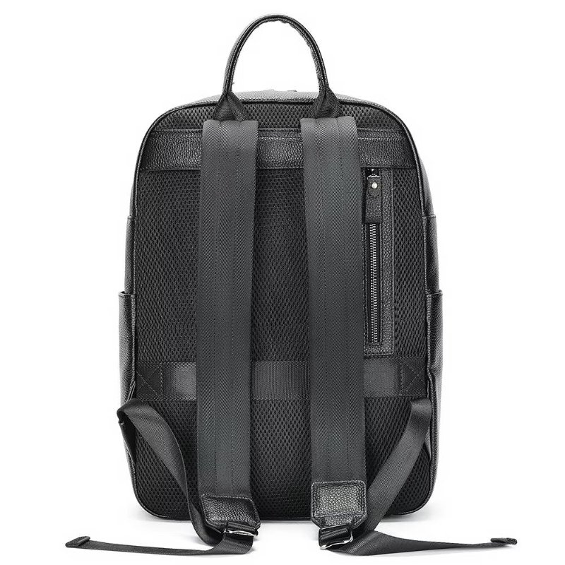 Pánske Batohy Business Travel Tech Backpack Z Hovädzej Kože - Čierna