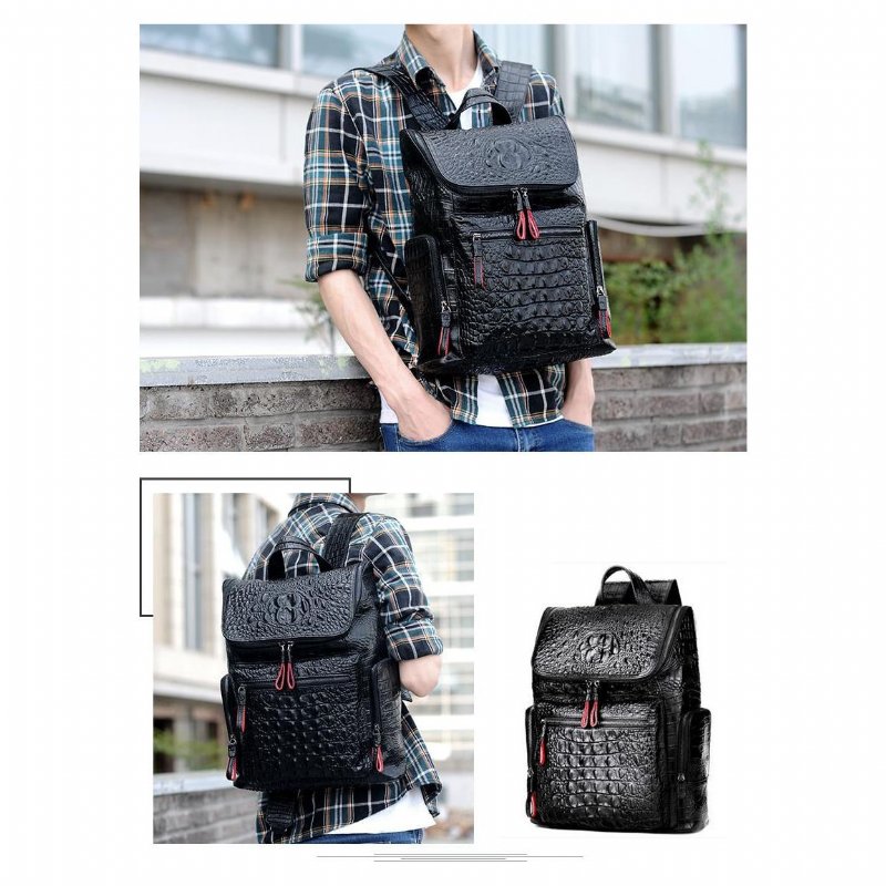 Pánske Batohy Exotic Zipper Softback Flap Backpack - Čierna