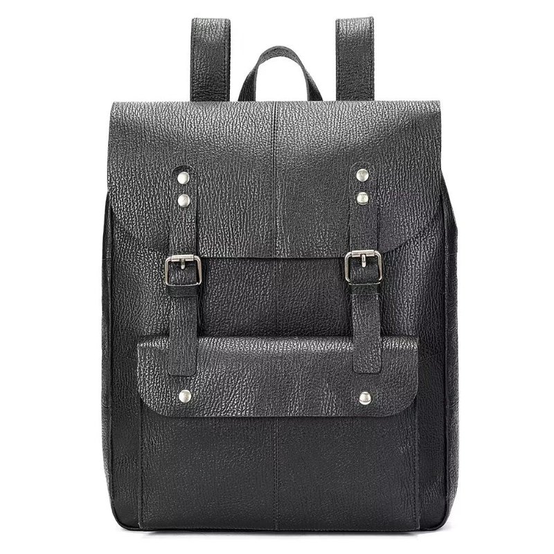 Pánske Batohy Z Hovädzej Kože Business Travel Organizer Backpack - Čierna