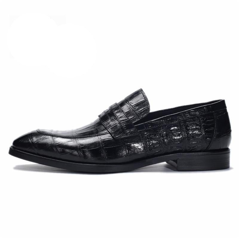 Pánske Formálne Topánky Exotic Texture Slip-on Brogue - Čierna