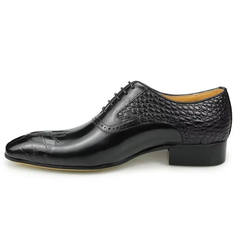 Pánske Formálne Topánky Luxusné Kožené Opulent Brogue Svadobné Oxford - Čierna