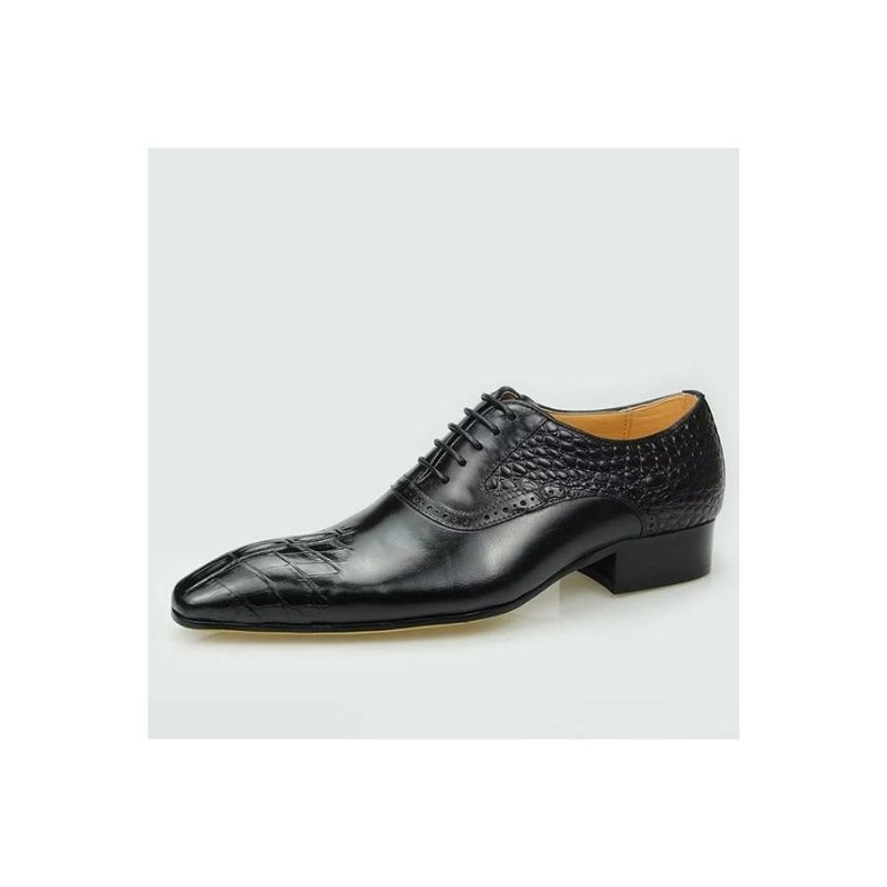 Pánske Formálne Topánky Luxusné Kožené Opulent Brogue Svadobné Oxford - Čierna