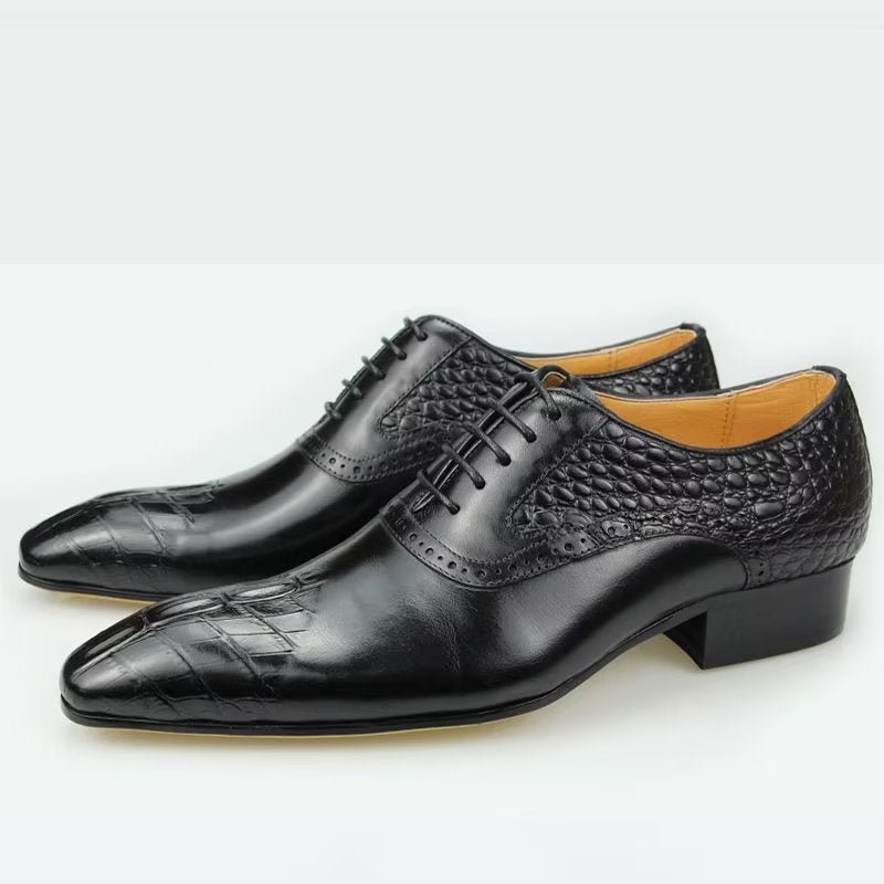 Pánske Formálne Topánky Luxusné Kožené Opulent Brogue Svadobné Oxford - Čierna