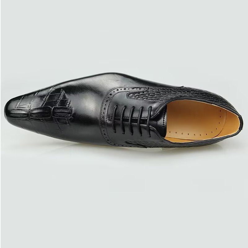 Pánske Formálne Topánky Luxusné Kožené Opulent Brogue Svadobné Oxford - Čierna