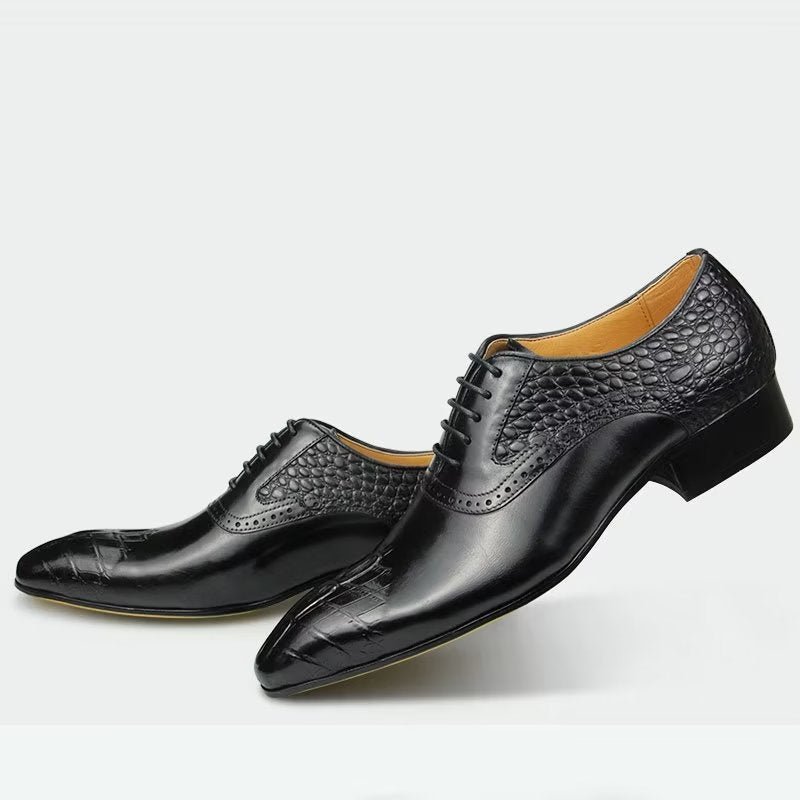 Pánske Formálne Topánky Luxusné Kožené Opulent Brogue Svadobné Oxford - Čierna