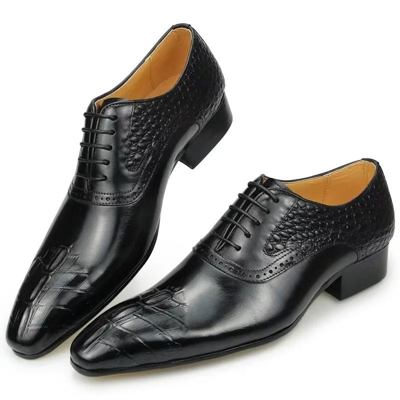 Pánske Formálne Topánky Luxusné Kožené Opulent Brogue Svadobné Oxford - Čierna