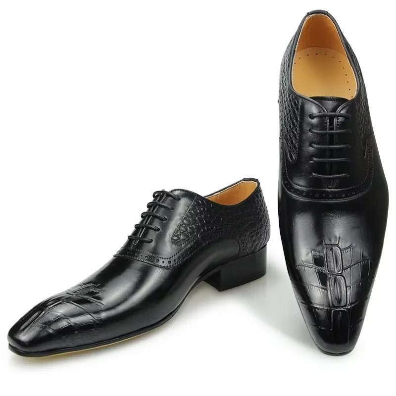 Pánske Formálne Topánky Luxusné Kožené Opulent Brogue Svadobné Oxford - Čierna