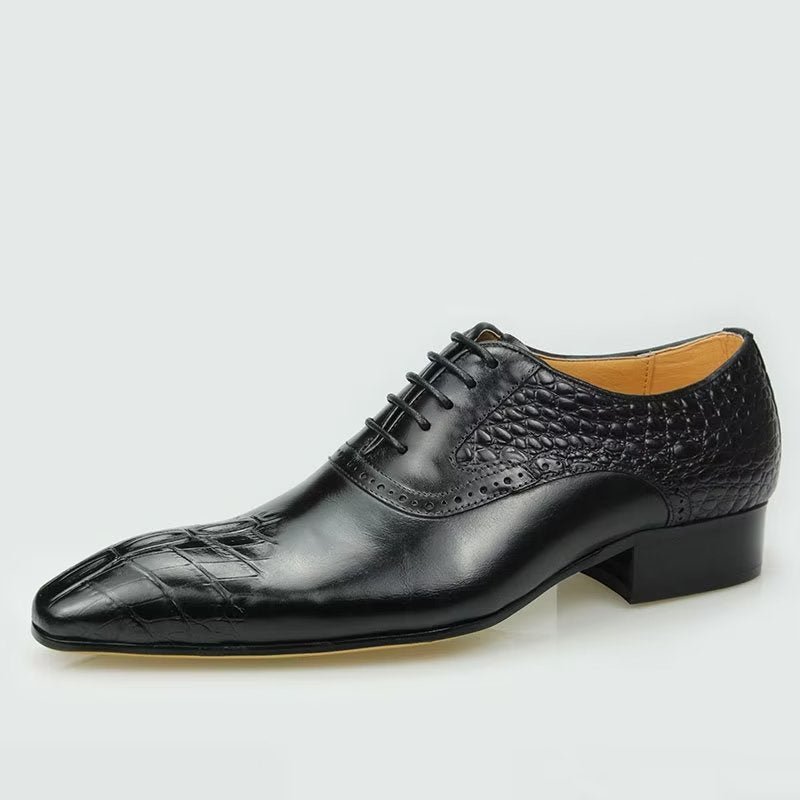 Pánske Formálne Topánky Luxusné Kožené Opulent Brogue Svadobné Oxford - Čierna