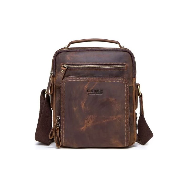 Pánske Kabelky Cez Rameno Elegantná Crossbody Kabelka Crazy Horse - Káva