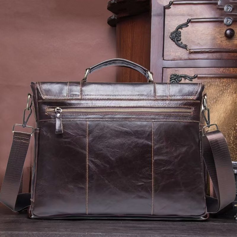 Pánske Kabelky Cez Rameno Elegantná Crossbody Kabelka Z Pravej Kože - Káva