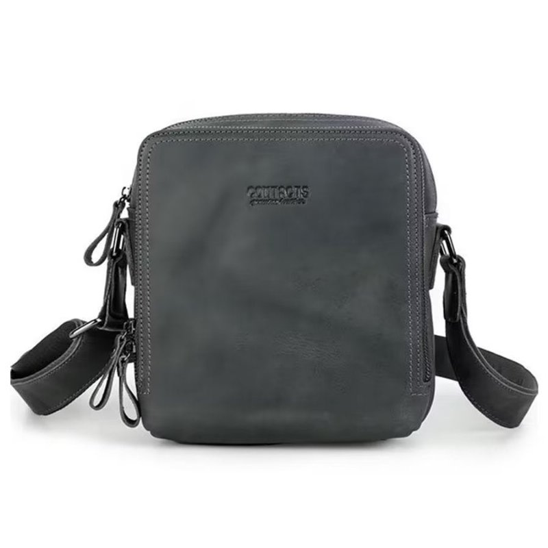 Pánske Kabelky Cez Rameno Elegantná Kabelka Crazy Horse Leather Rugged Crossbody - Sivá