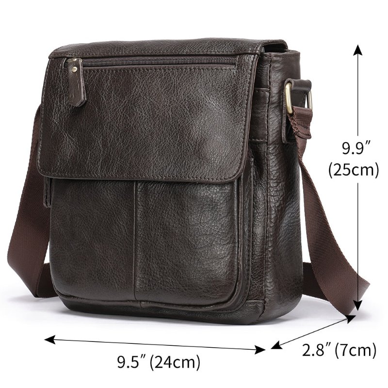 Pánske Kabelky Cez Rameno Kožená Crossbody Kabelka - Káva