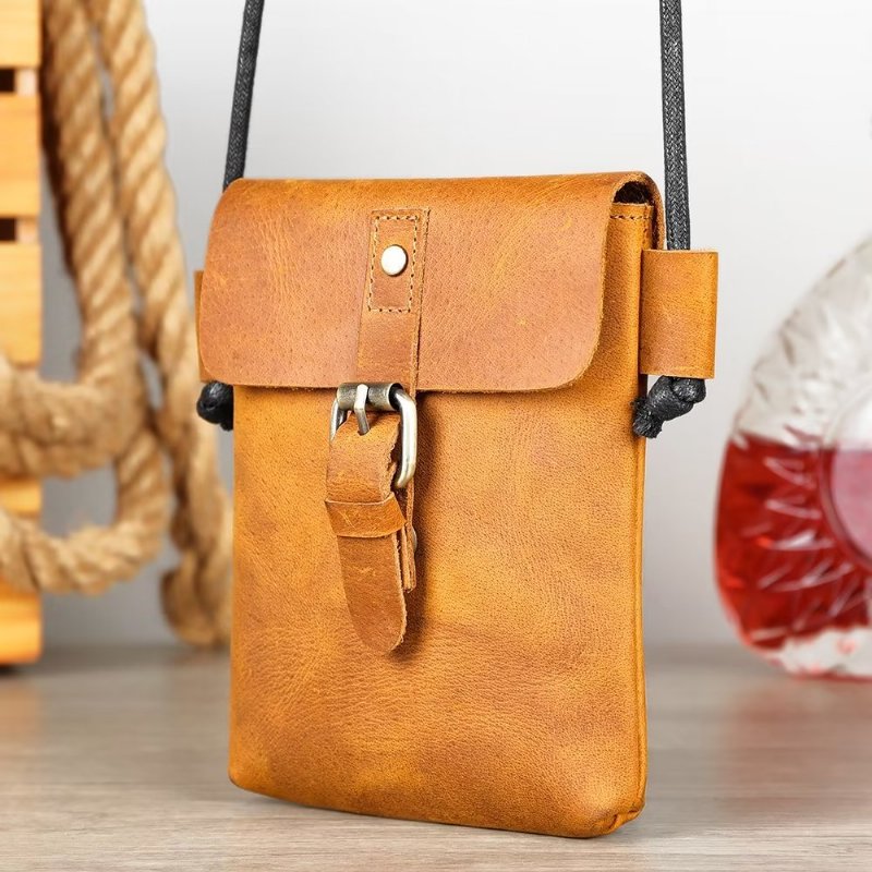 Pánske Kabelky Cez Rameno Luxusná Crossbody Kabelka Crazy Horse - Hnedá