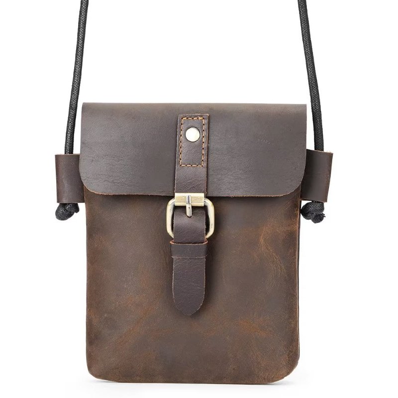 Pánske Kabelky Cez Rameno Luxusná Crossbody Kabelka Crazy Horse - Káva