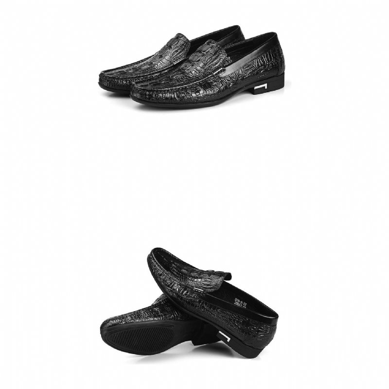 Pánske Mokasíny Allilux Exotic Leather Slip On Ležérne - Čierna