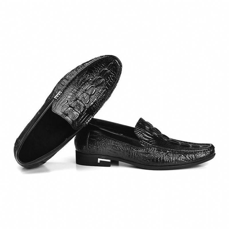 Pánske Mokasíny Allilux Exotic Leather Slip On Ležérne - Čierna