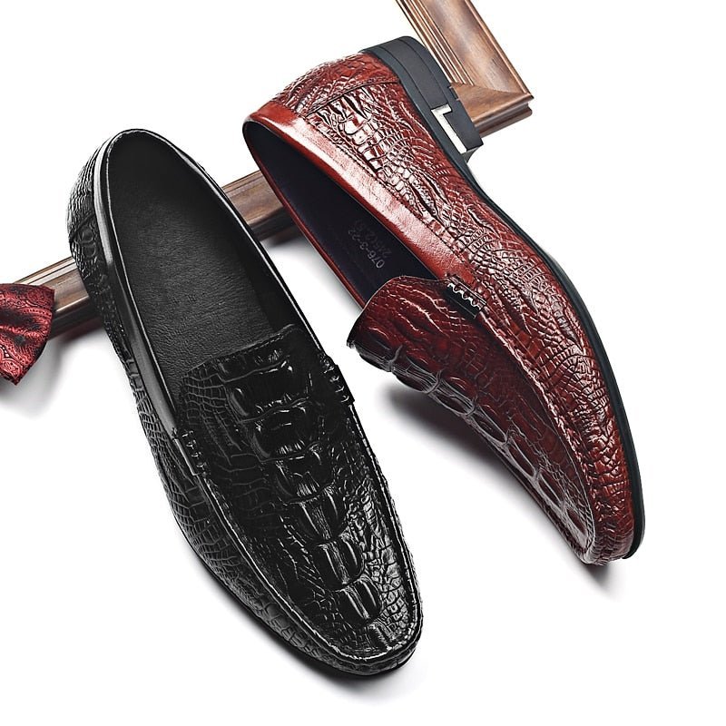 Pánske Mokasíny Allilux Exotic Leather Slip On Ležérne - Čierna