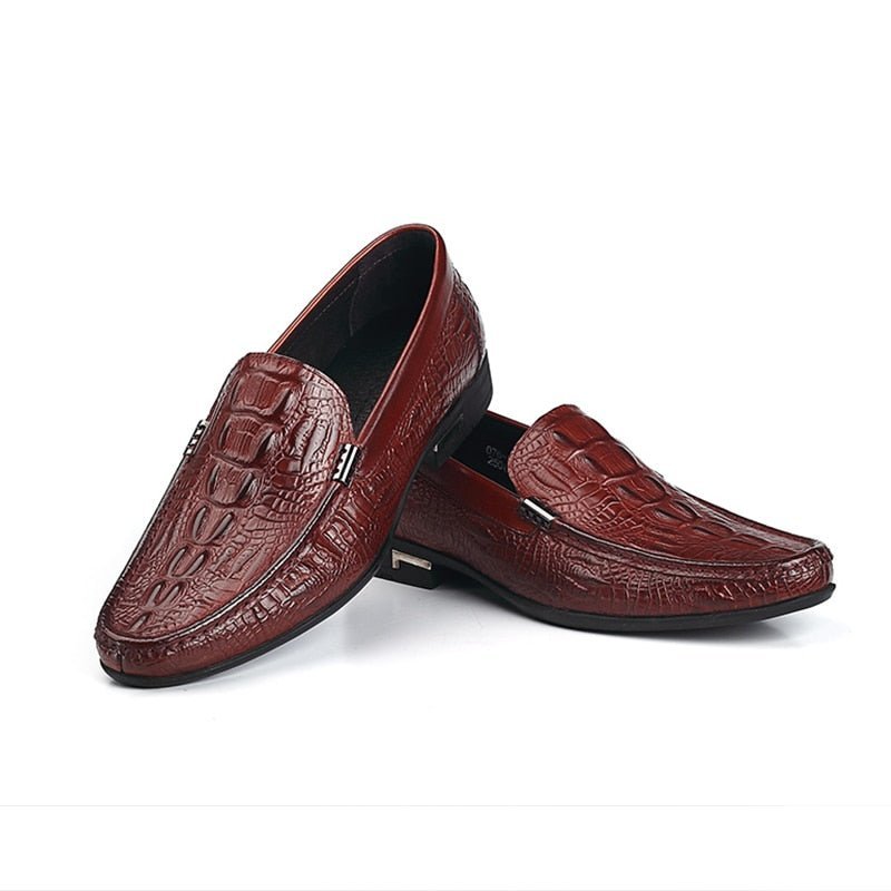 Pánske Mokasíny Allilux Exotic Leather Slip On Ležérne - Červená