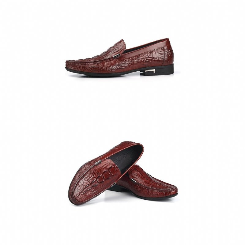 Pánske Mokasíny Allilux Exotic Leather Slip On Ležérne - Červená