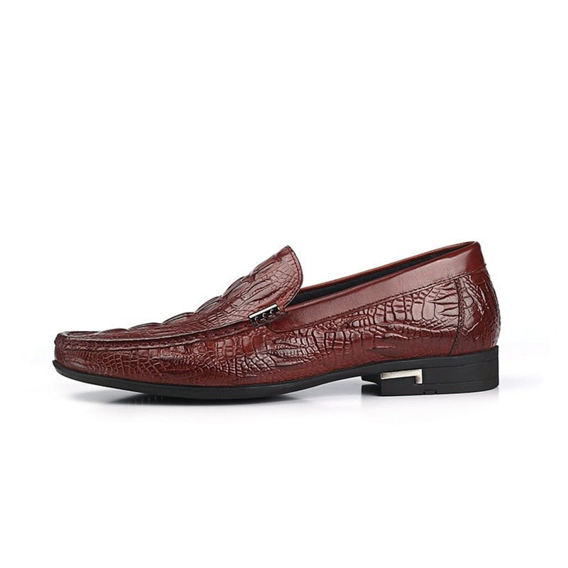 Pánske Mokasíny Allilux Exotic Leather Slip On Ležérne - Červená