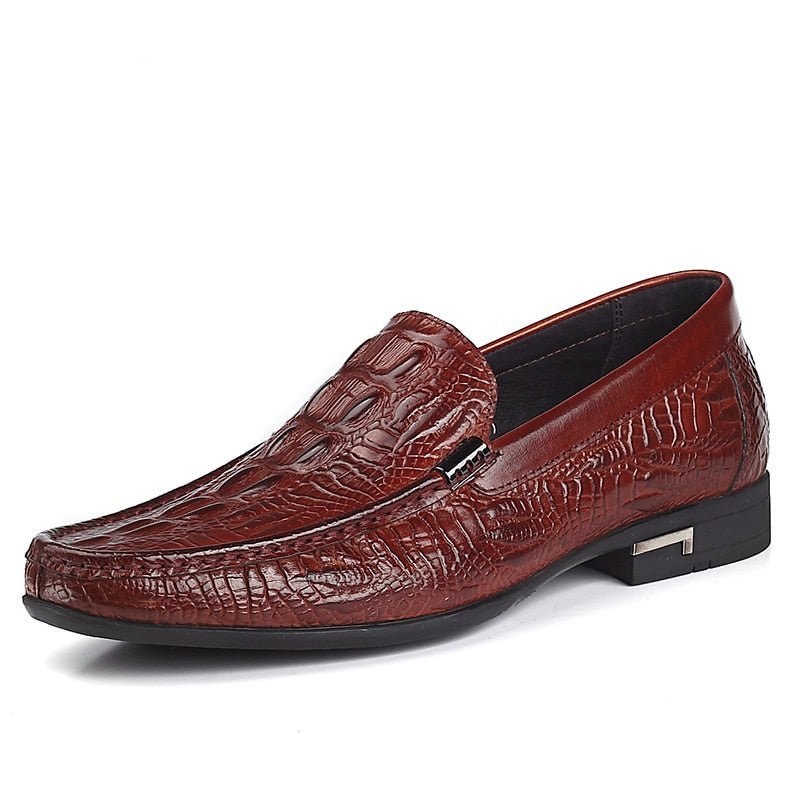 Pánske Mokasíny Allilux Exotic Leather Slip On Ležérne - Červená