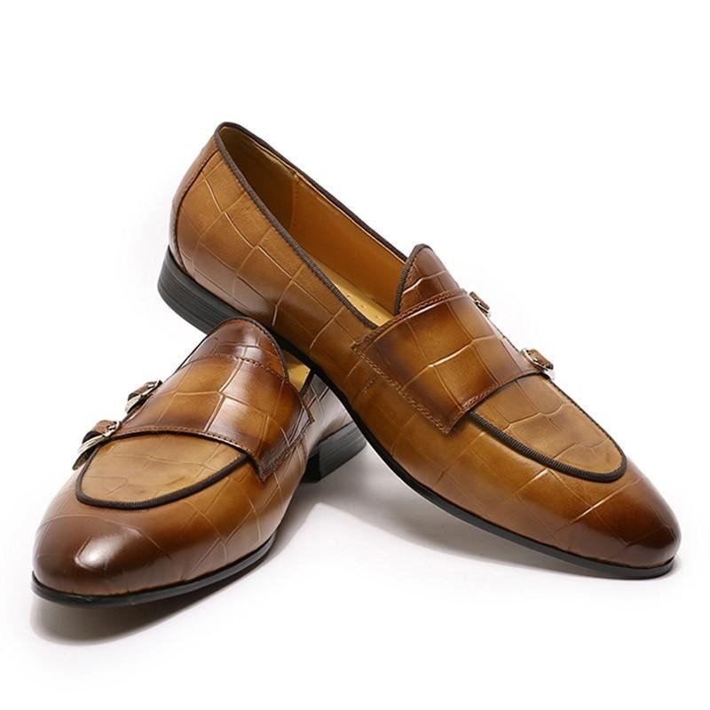 Pánske Mokasíny Alliluxe Exotic Slip On Loafers - Káva