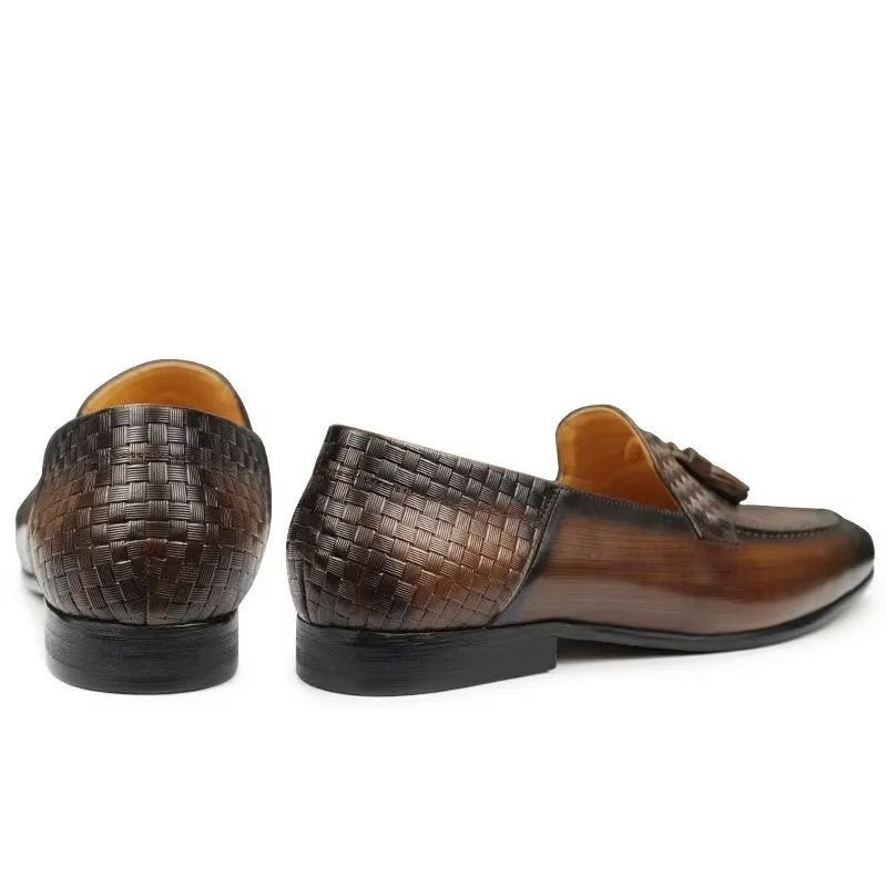 Pánske Mokasíny Croc Pattern Chic Slip On - Káva