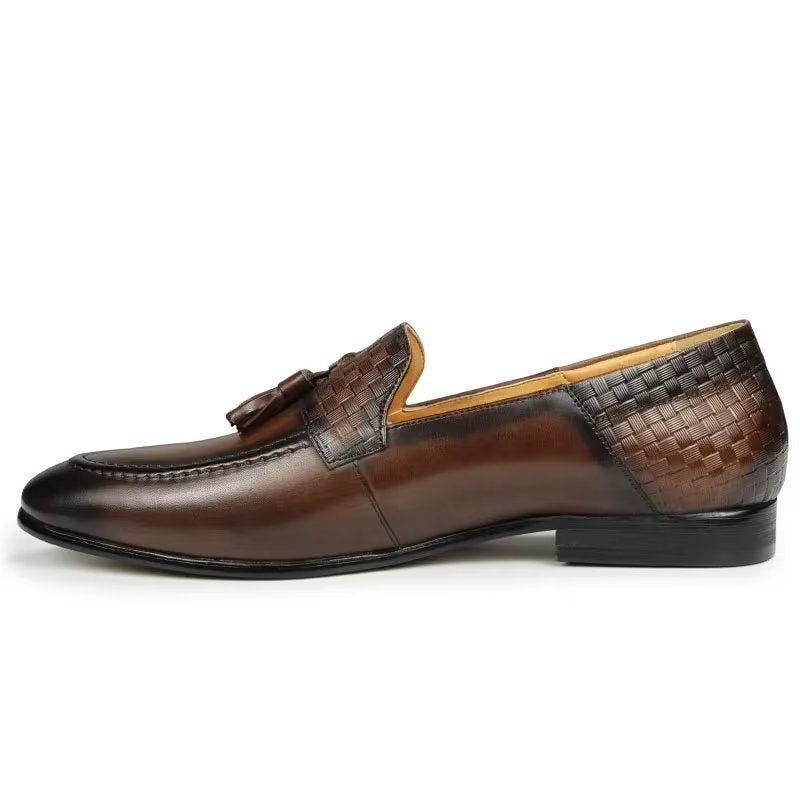 Pánske Mokasíny Croc Pattern Chic Slip On - Káva