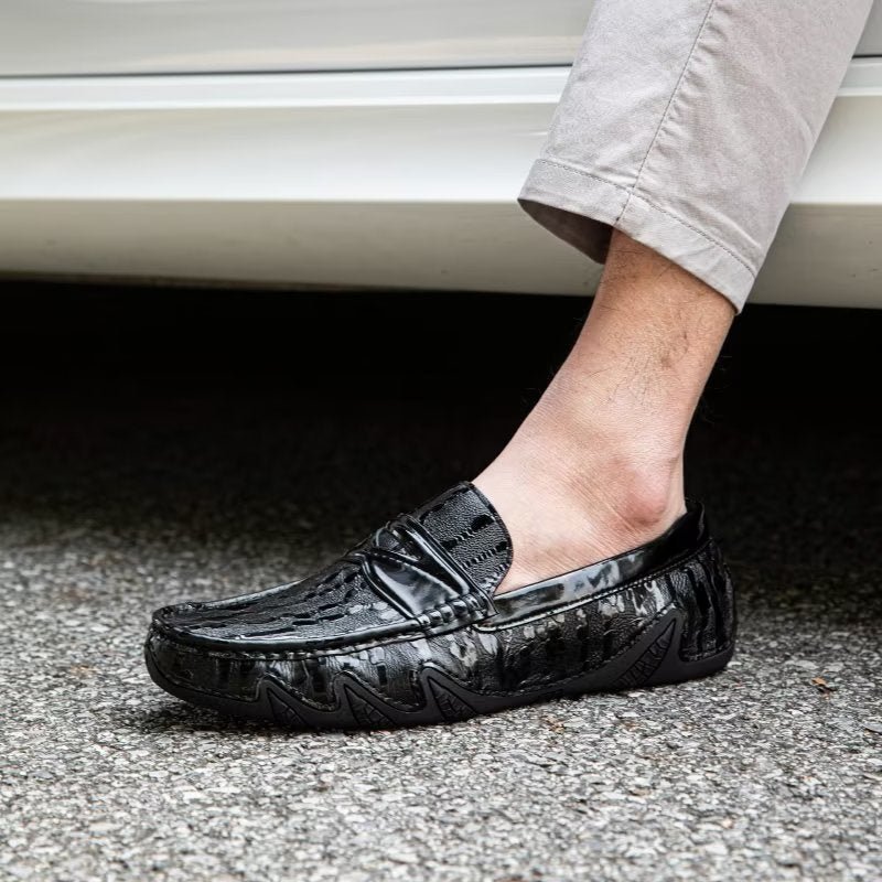 Pánske Mokasíny Croc Pattern Elegant Slip On Loafers - Čierna