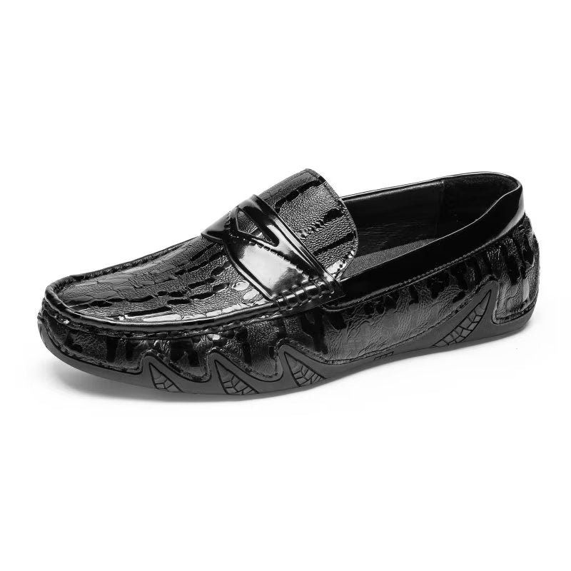 Pánske Mokasíny Croc Pattern Elegant Slip On Loafers - Čierna