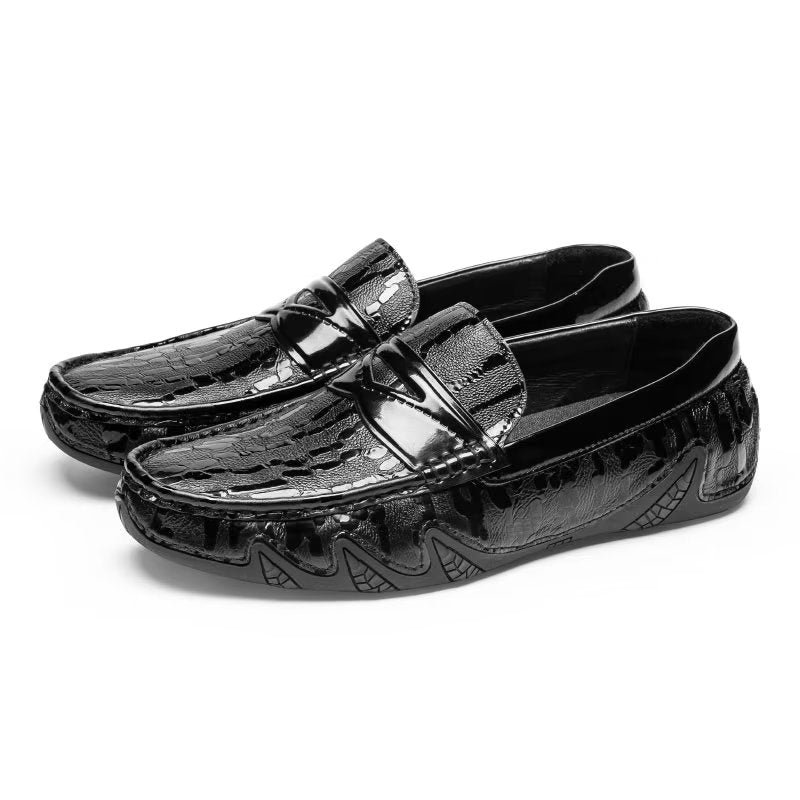 Pánske Mokasíny Croc Pattern Elegant Slip On Loafers - Čierna