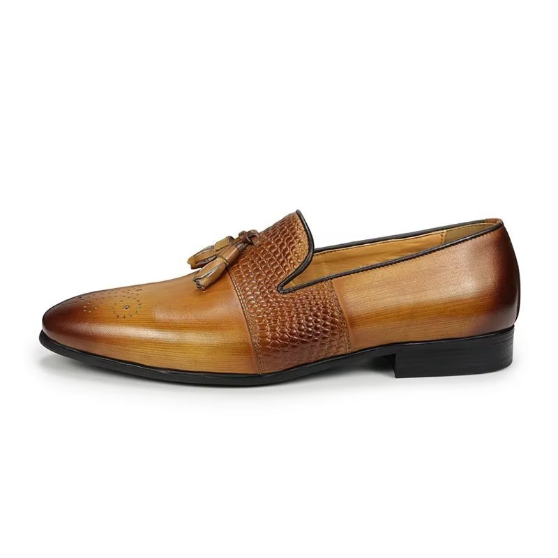 Pánske Mokasíny Croc Pattern Luxury Slip On Loafers - Hnedá